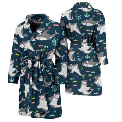 Shark Print Design LKS307 Men Bathrobe