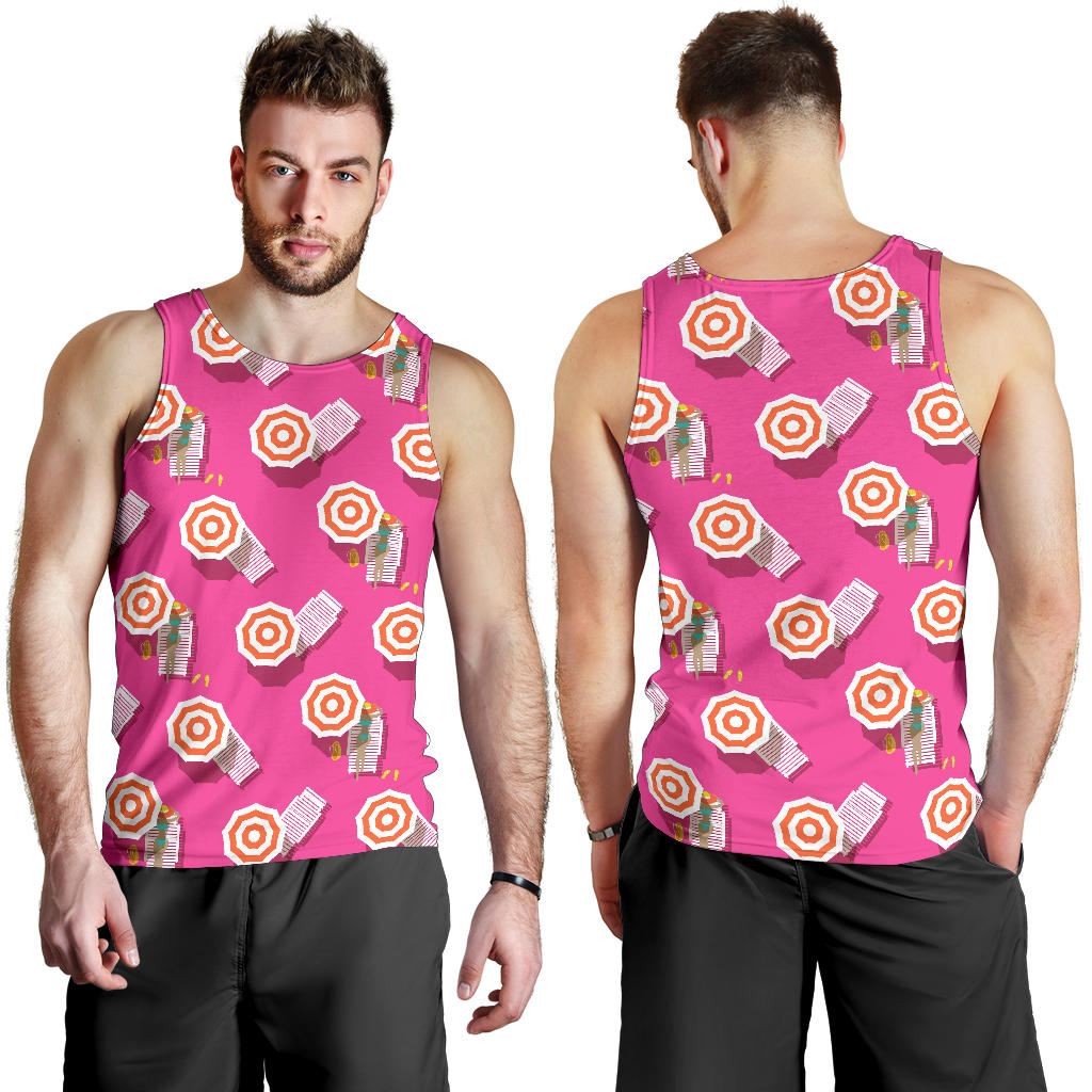 Beach Top View Umbrella Theme Men Tank Top