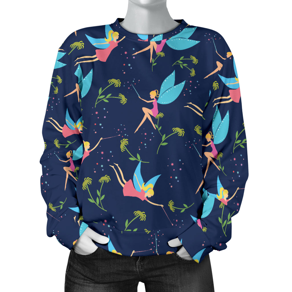 Fairy with flower Print Pattern Women Long Sleeve Sweatshirt