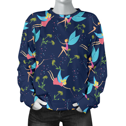 Fairy with flower Print Pattern Women Long Sleeve Sweatshirt