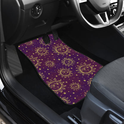 Sun Moon Star Design Themed Print Car Floor Mats Front Back