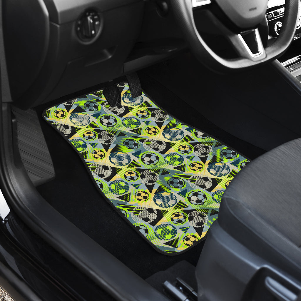 Soccer Ball Themed Print Pattern Car Floor Mats Front Back