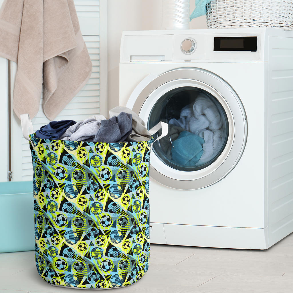 Soccer Ball Themed Print Design Laundry Basket