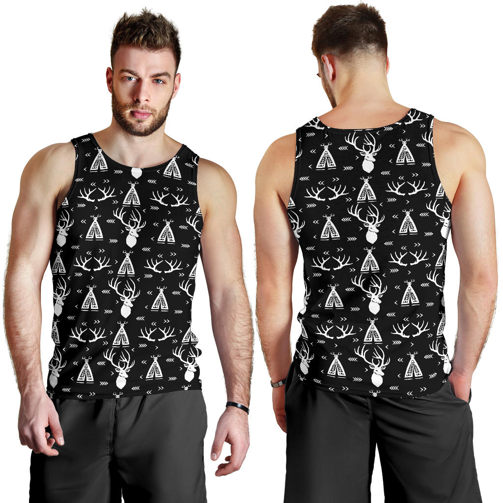 Deer Native Indian Print Pattern Men Tank Top