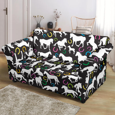 Horse Hoof Colorful Print Design LKS301 Loveseat Couch Slipcover