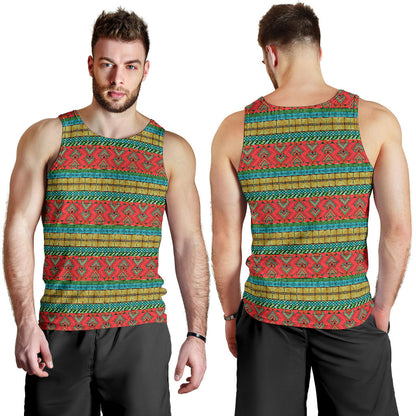 African Colorful Zigzag Print Pattern Men Tank Top