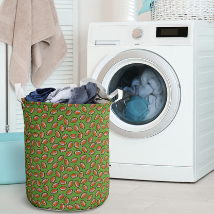 American Football on Green Design Laundry Basket