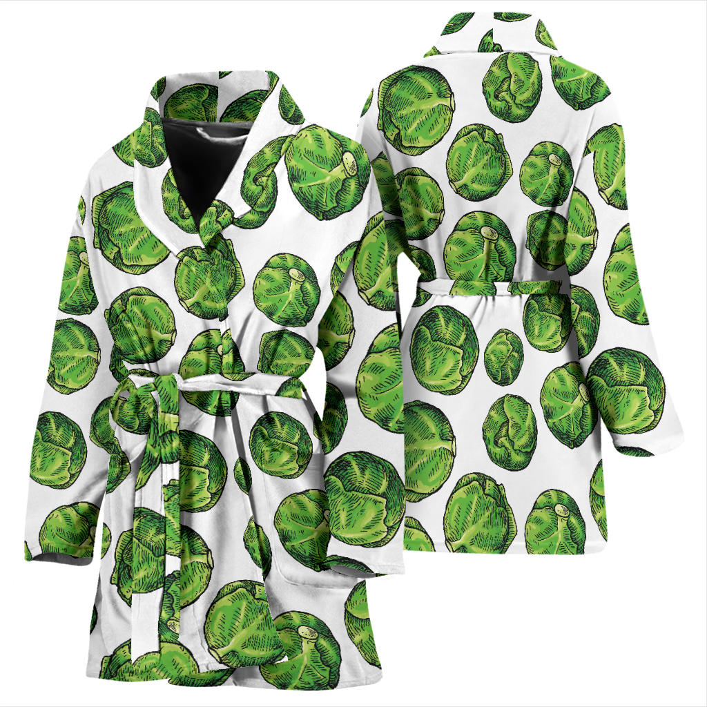 Brussels Sprouts Pattern Print Design 02 Women Bathrobe
