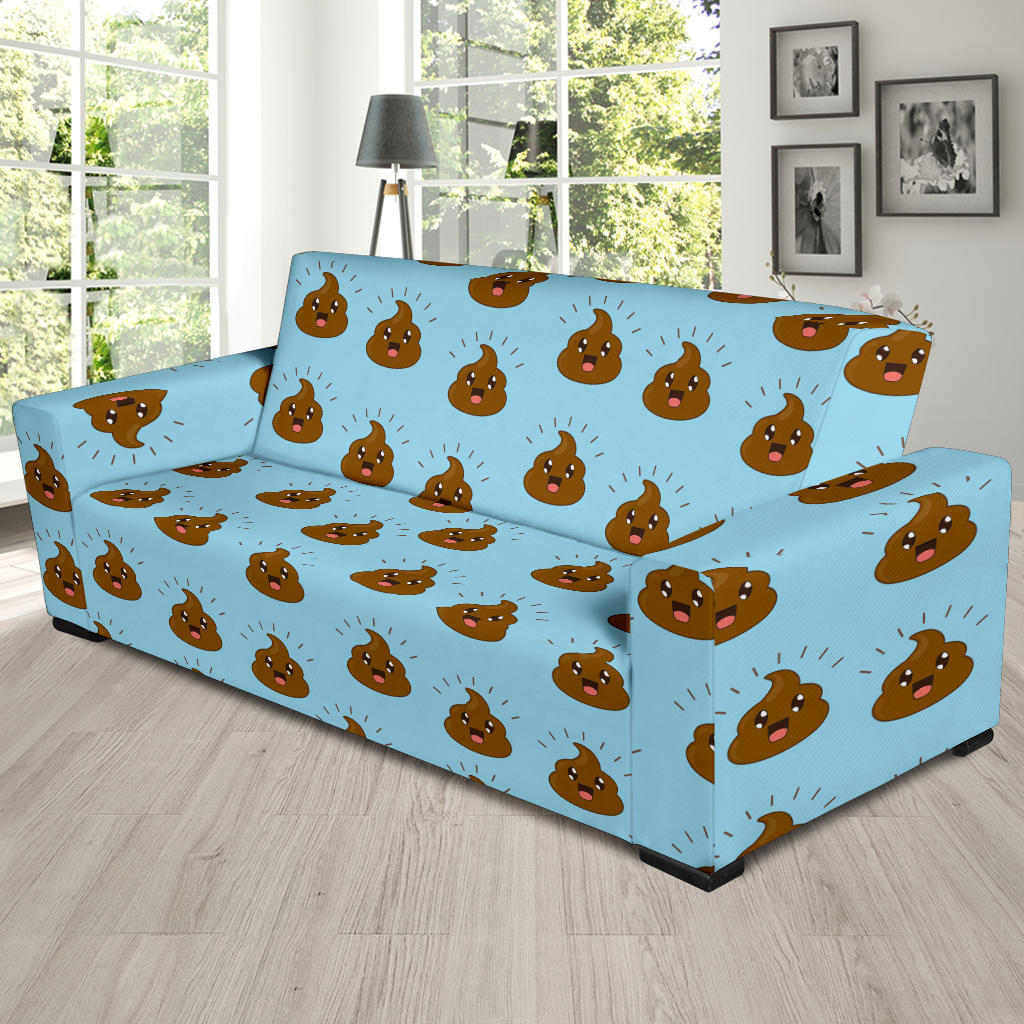 Poop Emoji Pattern Print Design A03 Sofa Slipcover
