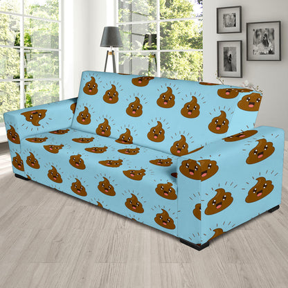 Poop Emoji Pattern Print Design A03 Sofa Slipcover