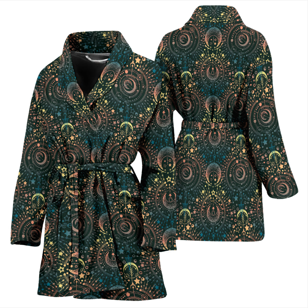 Sun Moon Print Design LKS307 Women Bathrobe