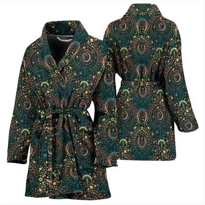 Sun Moon Print Design LKS307 Women Bathrobe