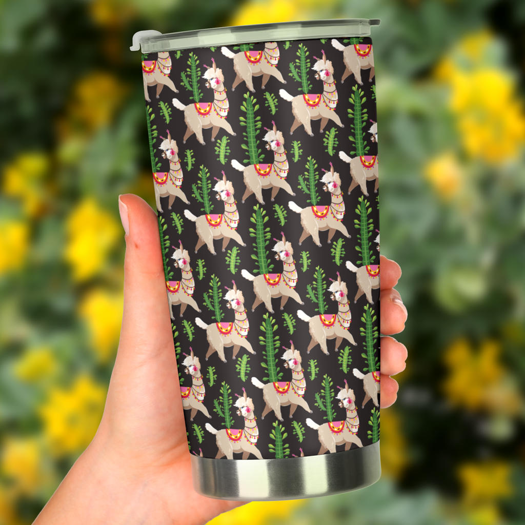 Alpaca Cactus Design Themed Print Tumbler