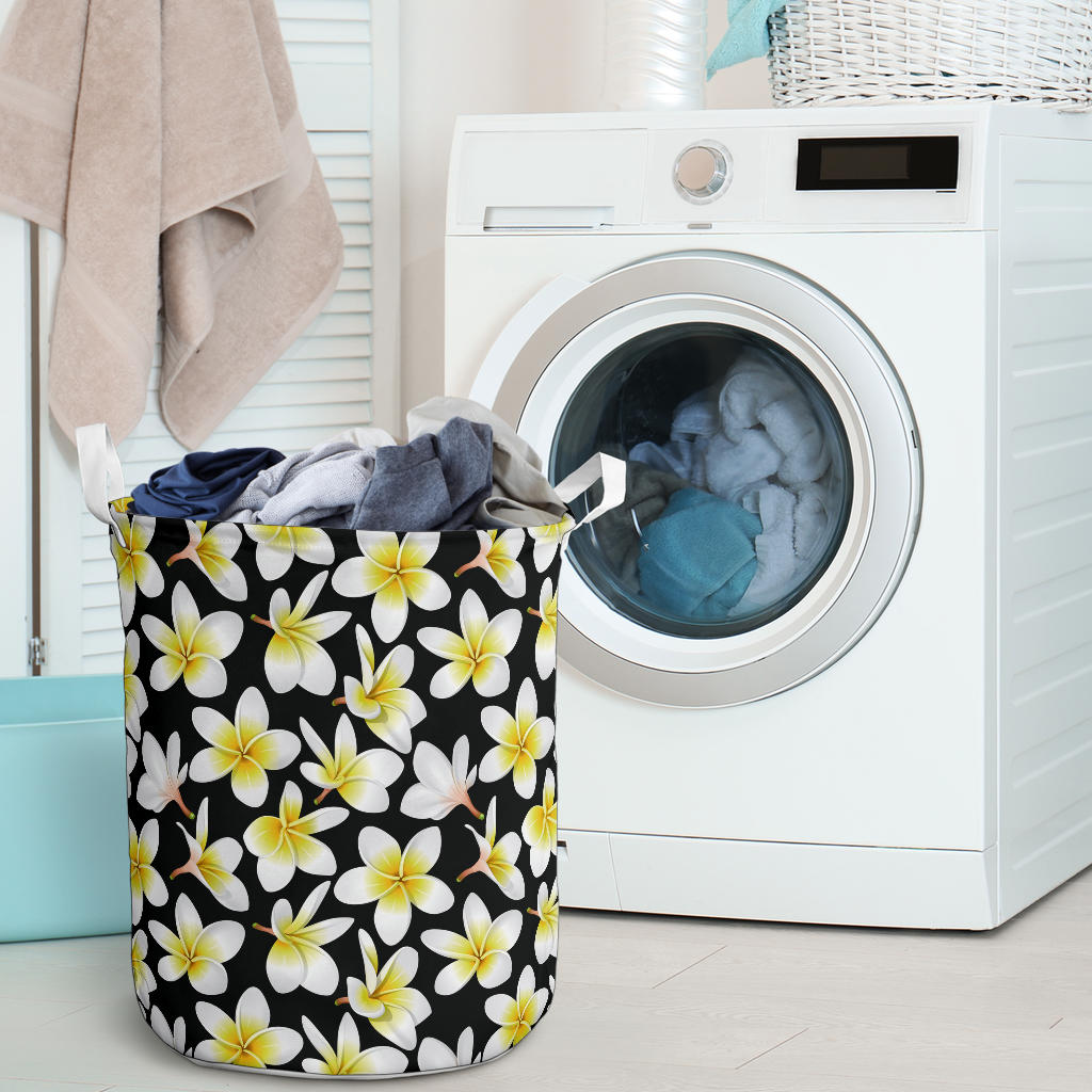 Yellow Plumeria Hawaiian Flowers Laundry Basket