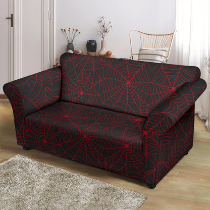 Spider Web Red Print Design LKS302 Loveseat Couch Slipcover