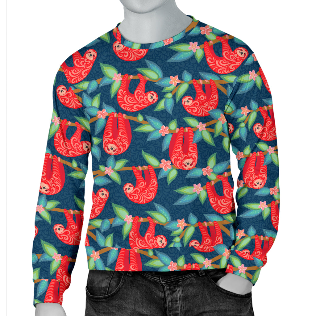 Sloth Red Design Themed Print Men Long Sleeve Sweatshirt