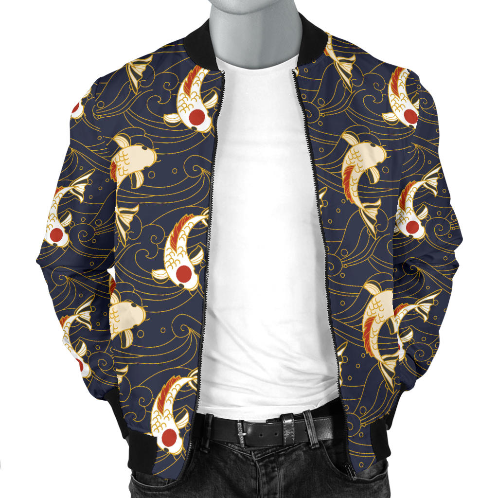 Koi Carp Japanese Design Themed Print Men Bomber Jacket