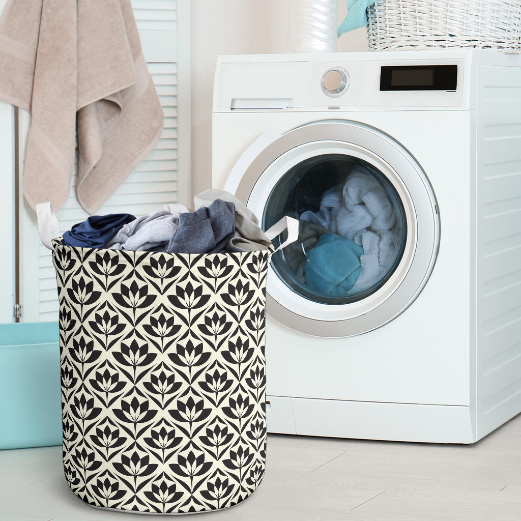 Lotus Pattern Print Laundry Basket
