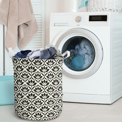Lotus Pattern Print Laundry Basket