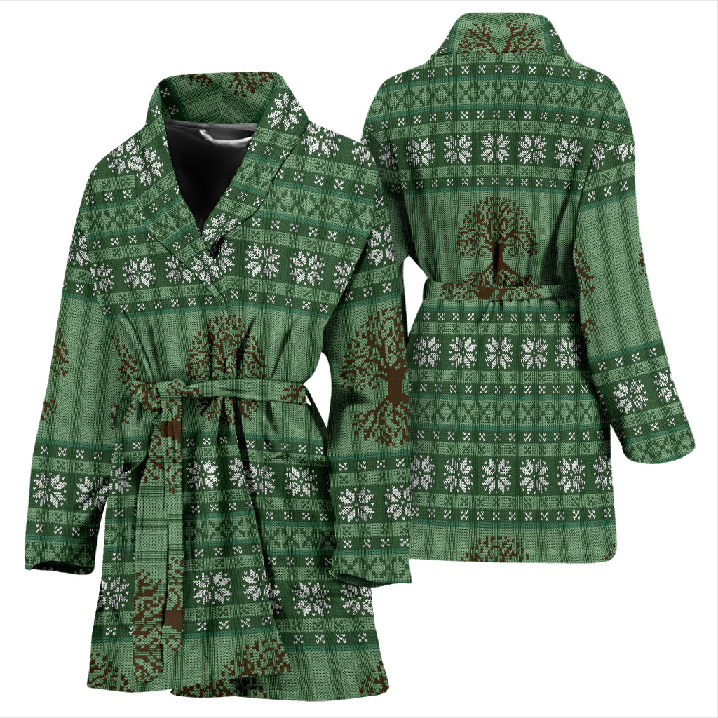 Tree Of Life Knit Style Print Design LKS301 Women Bathrobe