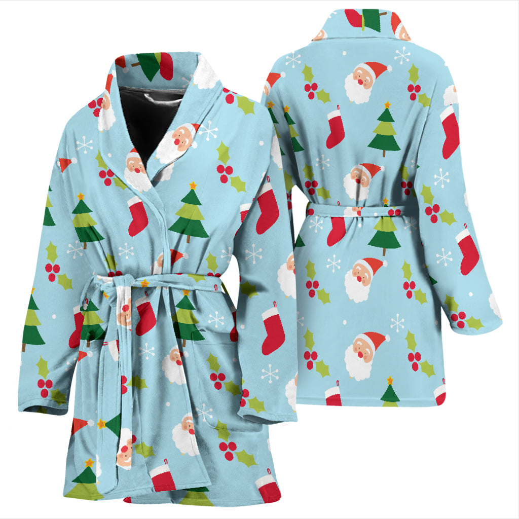 Santa Themed Print Design LKS301 Women Bathrobe