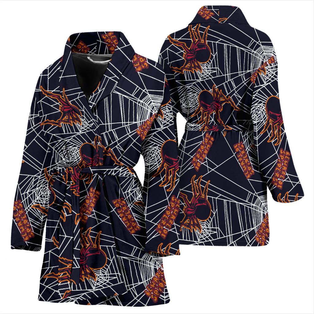 Tarantula Spiderwebs Pattern Print Design 01 Women Bathrobe