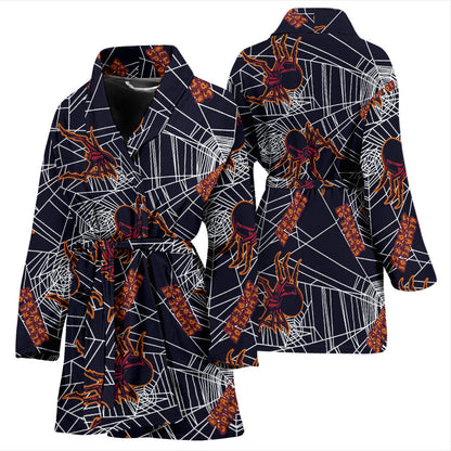 Tarantula Spiderwebs Pattern Print Design 01 Women Bathrobe