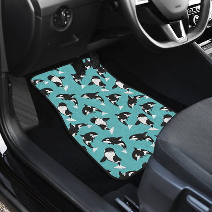 Whale Action Design Themed Print Car Floor Mats Front Back