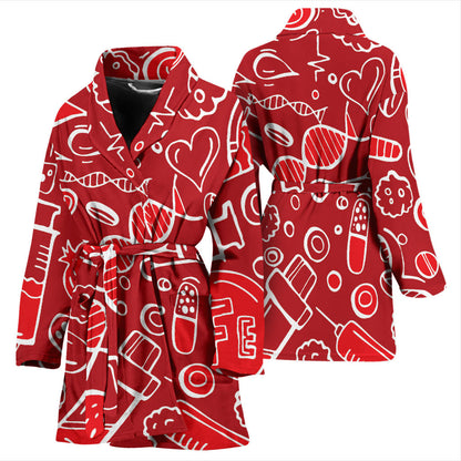 Phlebotomist Pattern Print Design A02 Women Bathrobe