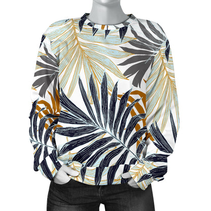 Colorful Tropical Palm Leaves Women Long Sleeve Sweatshirt