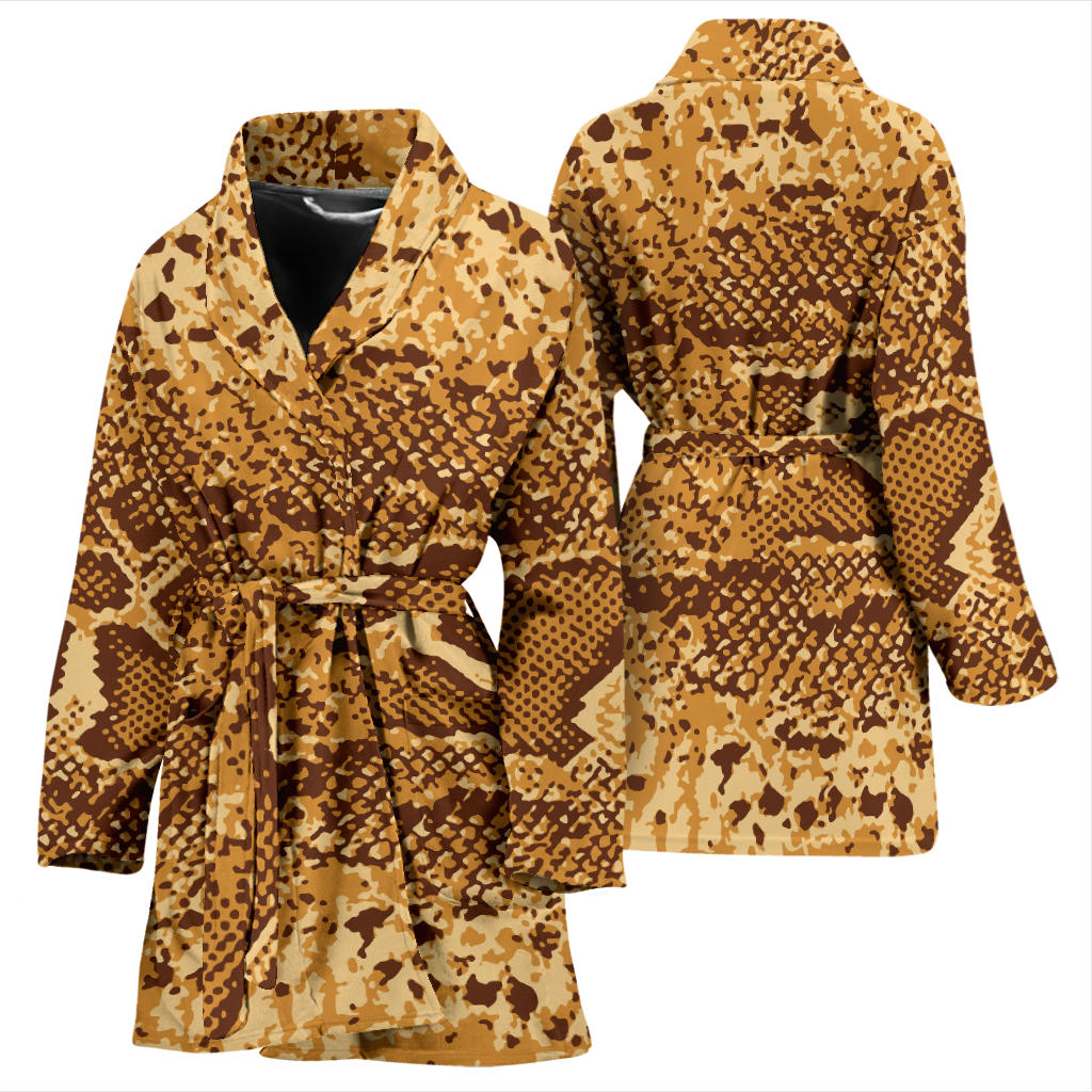 Python Brown Pattern Print Design A03 Women Bathrobe