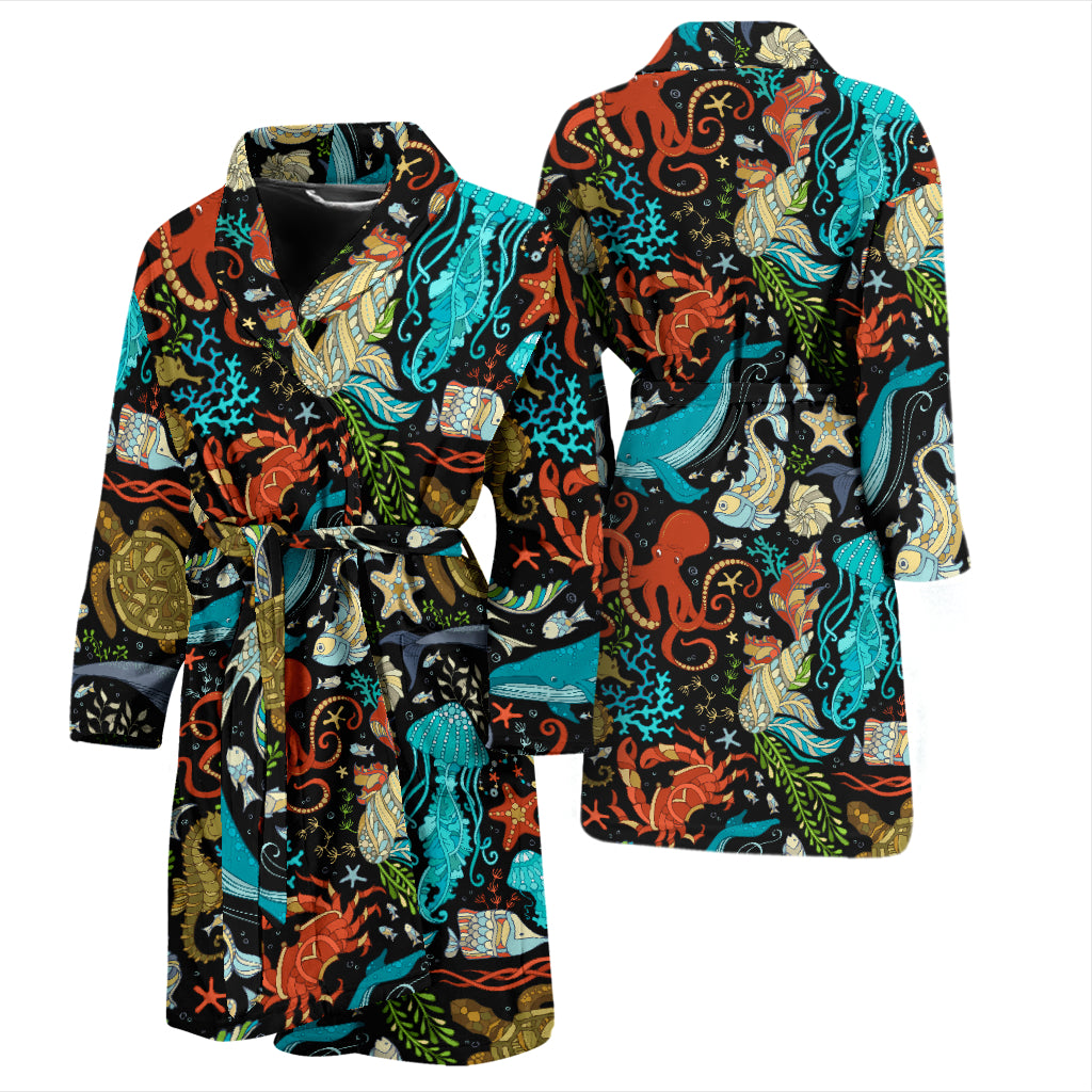 Underwater Animal Print Design LKS301 Men Bathrobe