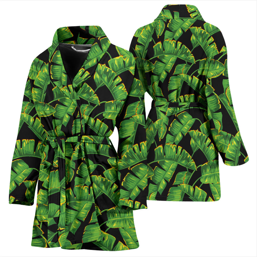 Banana Leaf Pattern Print Design 03 Women Bathrobe