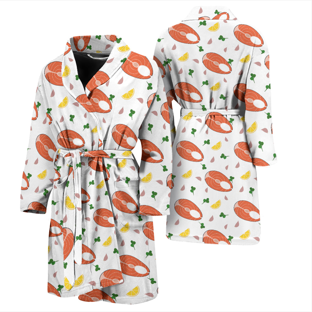 Salmon Steak Print Design LKS303 Men Bathrobe
