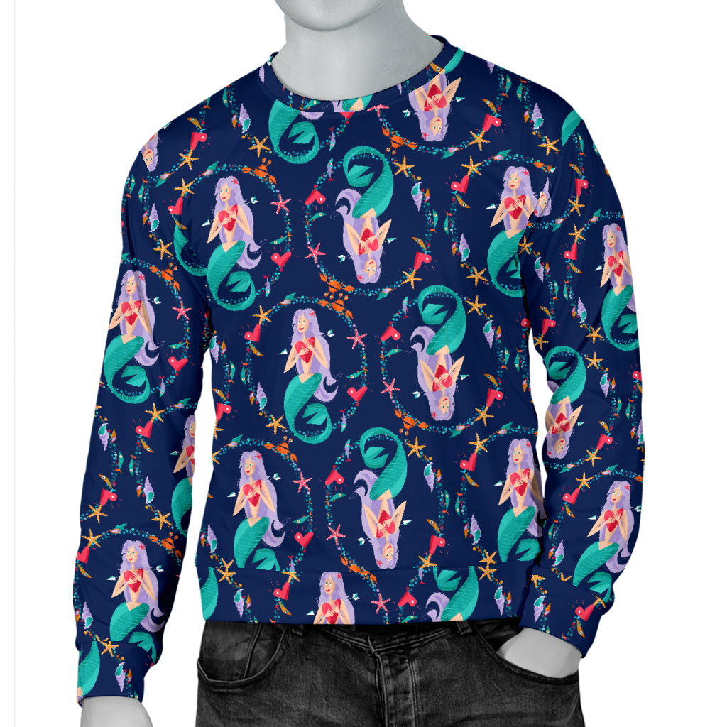 Mermaid Girl Cute Design Print Men Long Sleeve Sweatshirt
