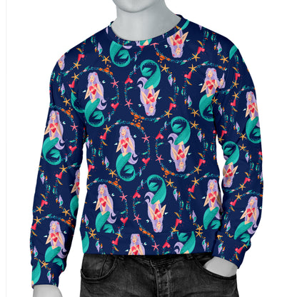 Mermaid Girl Cute Design Print Men Long Sleeve Sweatshirt
