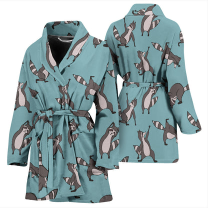 Raccoon Pattern Print Design A07 Women Bathrobe