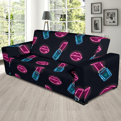 Lipstick Color Neon Pattern Print Design 03 Sofa Slipcover