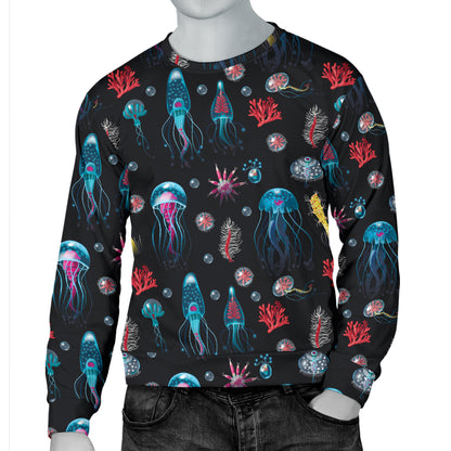 Jellyfish Underwater Print Men Long Sleeve Sweatshirt