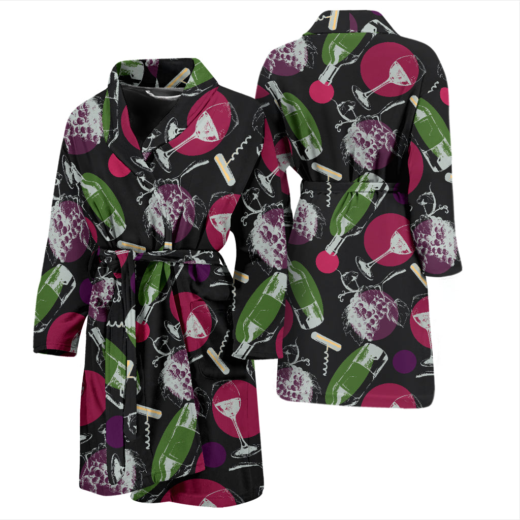 Wine Print Design LKS307 Men Bathrobe
