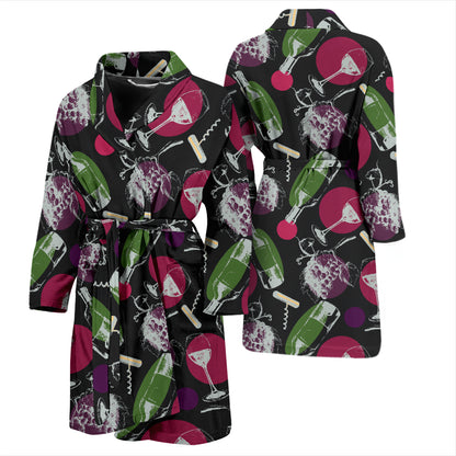 Wine Print Design LKS307 Men Bathrobe