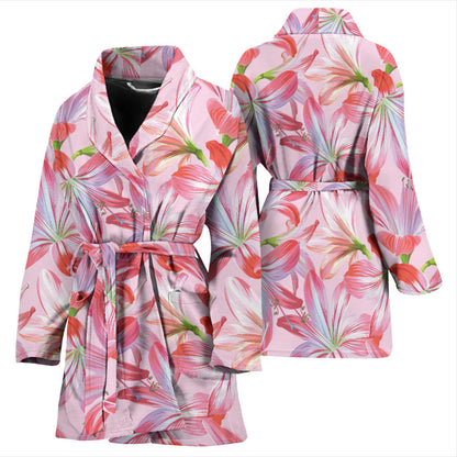 Amaryllis Pattern Print Design 02 Women Bathrobe