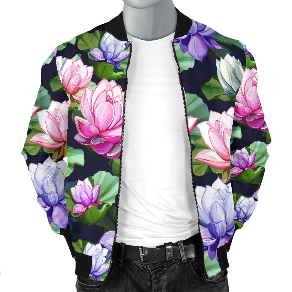 Lotus Flower Print Design Men Bomber Jacket