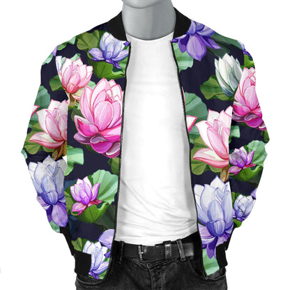 Lotus Flower Print Design Men Bomber Jacket