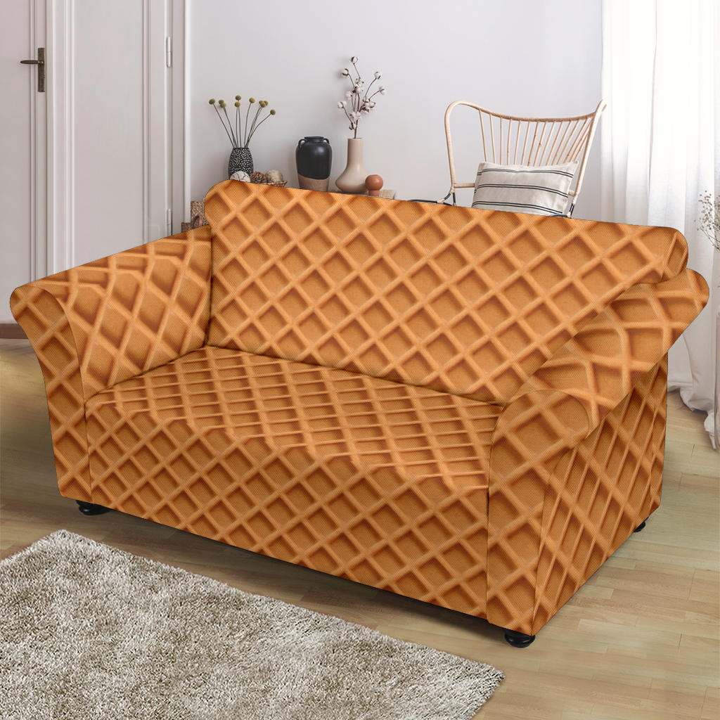 Waffle Texture Print Design LKS301 Loveseat Couch Slipcover