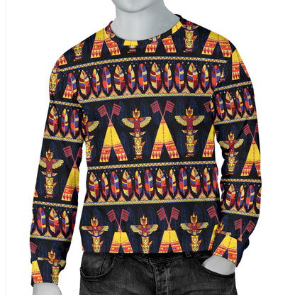 Totem Pole Design Men Long Sleeve Sweatshirt