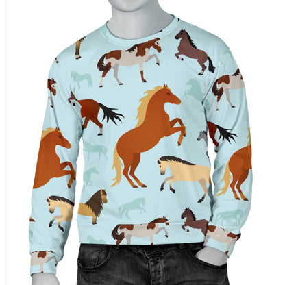 Horse Cute Themed Pattern Print Men Long Sleeve Sweatshirt
