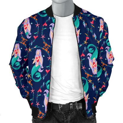 Mermaid Girl Cute Design Print Men Bomber Jacket