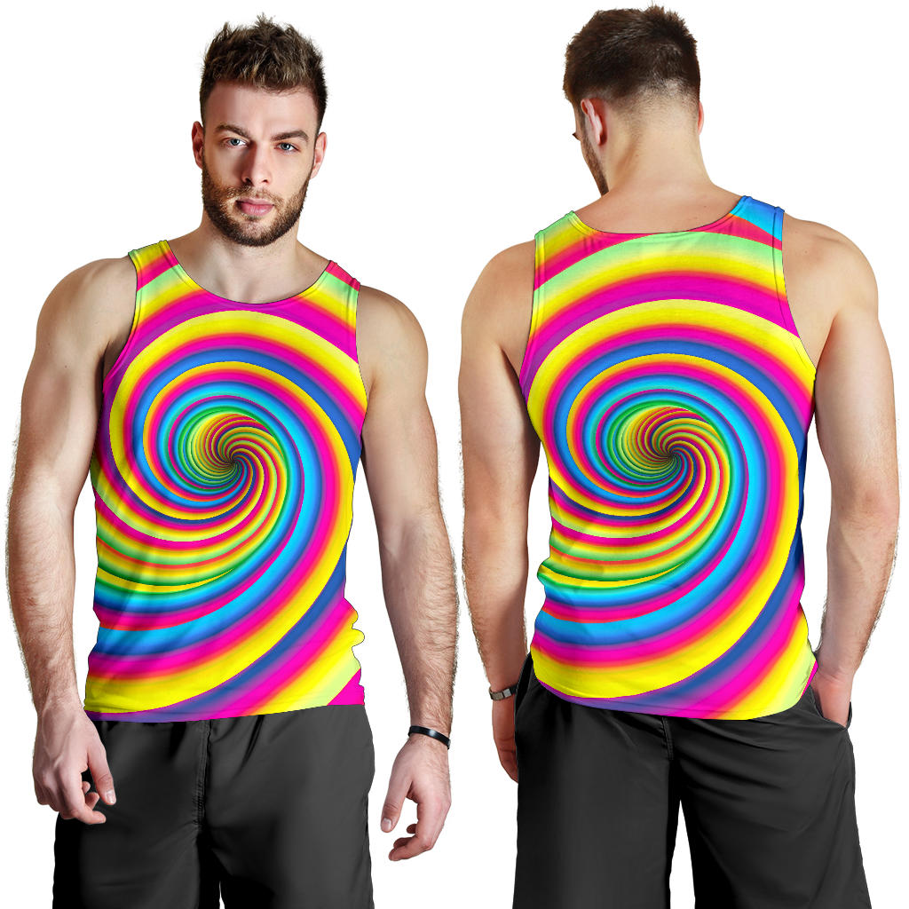 Vortex Twist Swirl Rainbow Design Men Tank Top