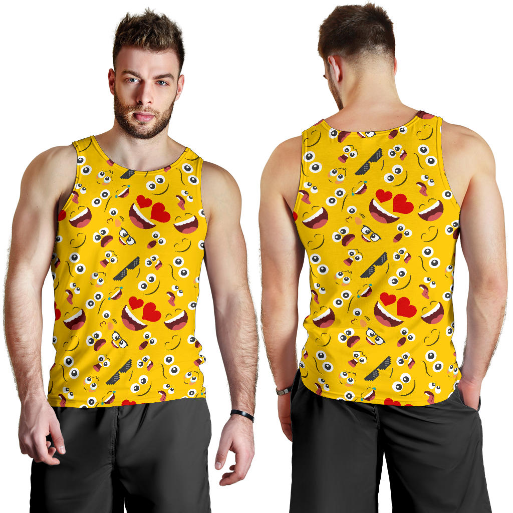 Emoji Face Print Pattern Men Tank Top